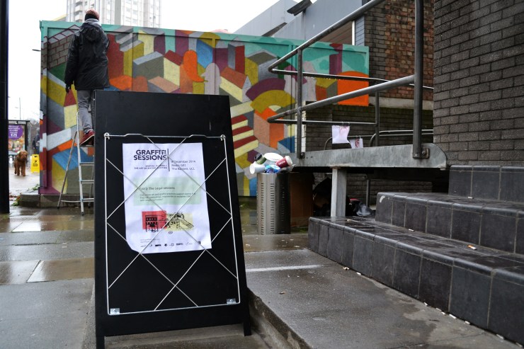 Mr. Sable painting outside the Bartlett at 140 Hampstead Road by Sonia P Sanchez Lopez
